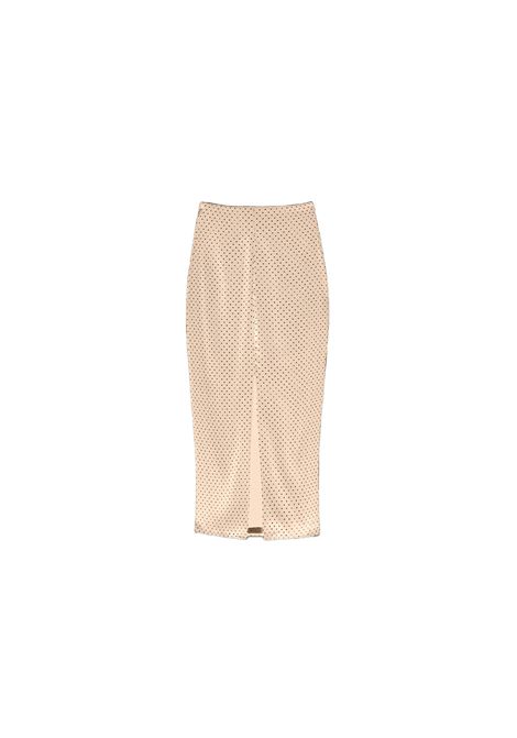 Gonna Aniye by donna Leonie 185676 Beige midi stampa a pois spacco sul retro zip  Aniye by | Gonne | 1856761912